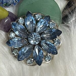 Vintage Blue Rhinestone Brooch